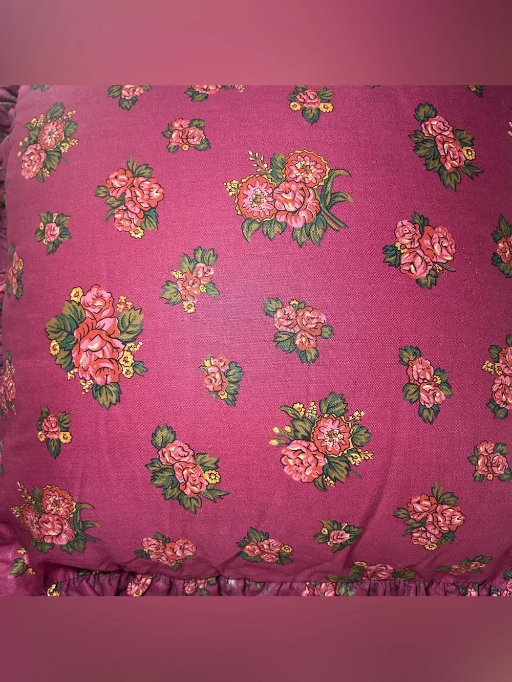 Mom’s Favorite Rose Green Polka Dot Handmade Double Sided Ruffle Throw Pillow